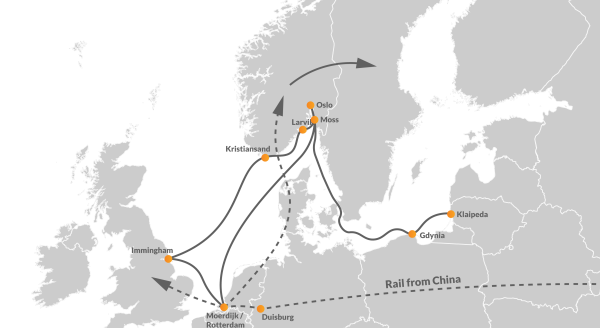 rail-sea intermodal transportation solution from China to Uk & Norway