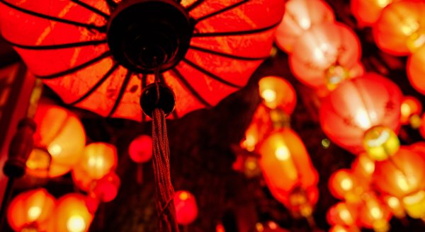 Chinese new year with red lantern