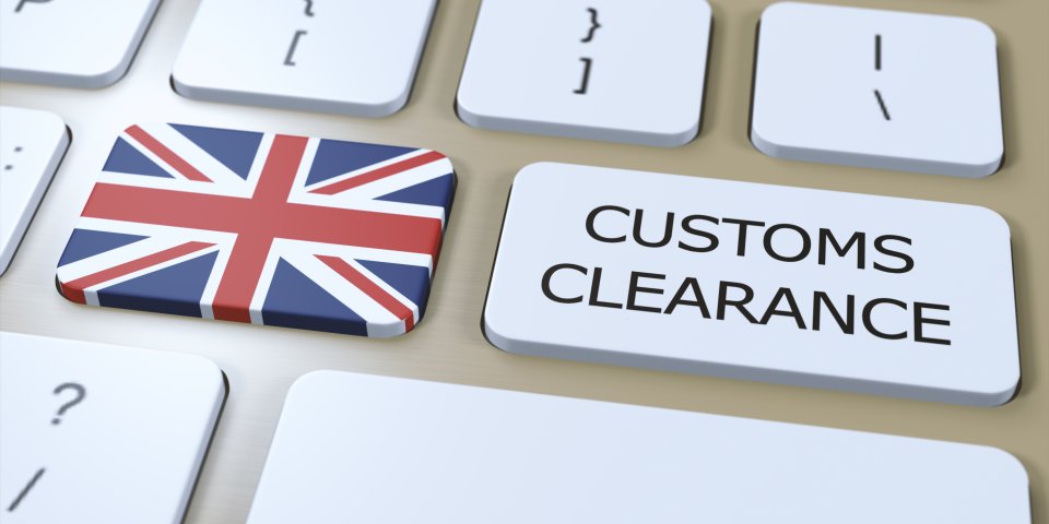 Keyboard woth UK flag and customs clearance